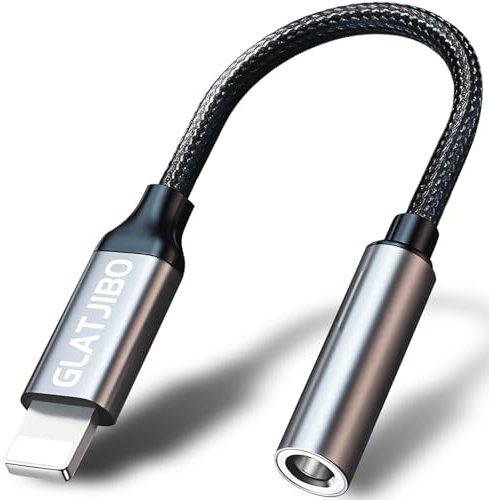 GlatJiBo Headphone Jack Adapter for iPhone, Converter for Lightning to 3.5mm Aux, Earphone Dongle Audio Adaptor Fit with iPhone 14 Pro Max/14 Pro/14/13/12/11/SE/X/XS/XR/8, Music Control