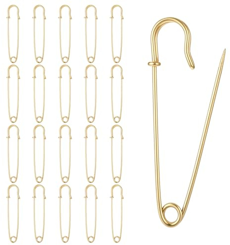 20 Stück Sicherheitsnadeln Große Goldene, 7,5 cm Schwere Sicherheitsnadeln für Kleidung, Große Goldene Sicherheitsnadel für Decken, Röcke, Leder und Handwerk