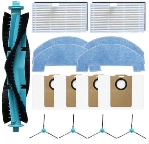 Puupaa Lot de 15 pièces de rechange pour aspirateur robot Ultenic T20 Pro, T10 Lite, Honor Choice S3, S3 Plus, brosse principale, brosse latérale, chiffon serpillère, filtres, sacs à poussière