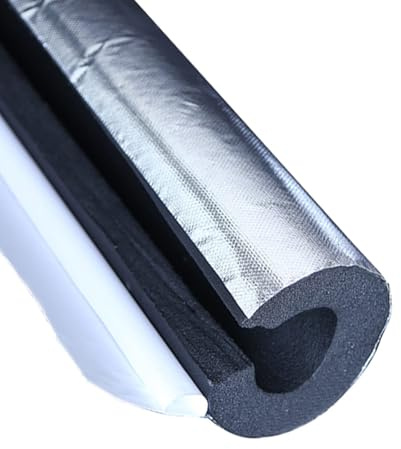 Isolamento autoadesivo per tubi in schiuma, 22-160 mm, spessore 20 mm, lunghezza 95 cm, copertura in alluminio per isolamento termico e acustico, efficienza energetica
