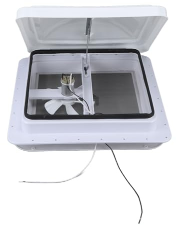 VELATEMOR 12V Reversible Fan 14 Inch Roof Vent, White Lid Trailer Roof Vent for RV Ventilation, Ideal for RVs and Motorhomes