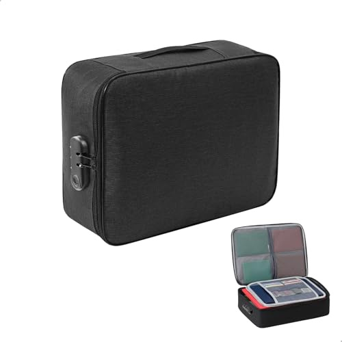 Cartelline Portadocumenti con Serratura, Custodia Impermeabile per Organizer Documenti, Cartelle con Serratura a Raccoglitore Valigetta Portatile Porta Documenti per Ufficio, Scuola, Casa e Viaggi