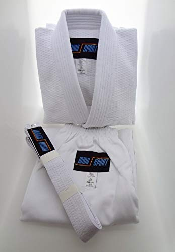 mmasport BJJ Kimono Jiu Jitsu 100% Cotone 390 gr Colore Bianco Kimono BJJ Basic (A4 (180-190 cm))