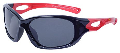 Lunettes de Soleil Enfant Polarisées Sport + Cordons à Lunettes + Étui à Lunettes, UV400 Ultra Léger Flexible Cadre pour Garçon et Fille (3-12 ans)