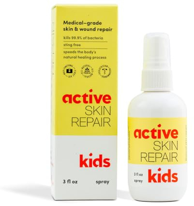 Active Skin Repair Kids First Aid Spray - Non-Toxic & Natural Kids Antiseptic Formula for Minor Cuts, Wounds, Scrapes, Rashes, Sunburns, and Other Skin Irritations (3oz Spray)