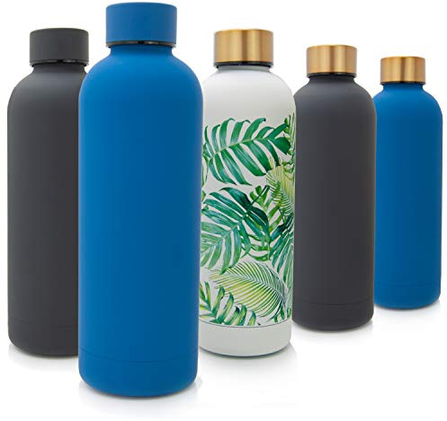 T&N Botella de agua de acero inoxidable de 500 ml – Termo para oficina para té y café – Botella de agua a prueba de fugas para bebidas carbonatadas – Termo de viaje – Botella de agua con burbujas