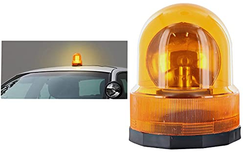CLICLED Lampeggiante di Emergenza per Auto 12V con Presa Accendisigari, Segnalatore Luce Rotante e Strobo con Base Magnetica, per Veicoli e Soccorso Stradale, Colore Ambra