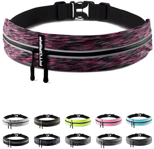 Fitgriff® Ceinture Running - Banane Porte Telephone Sport (pour Tous Smartphones) - pour Course a Pied, Jogging, Sport - Femme et Homme (Pink 2, 62-90cm Tour de Taille)