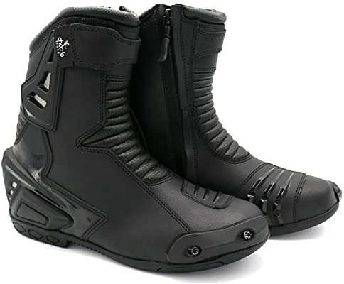 ChoCho Track Real Leather Motorbike Shoes High Tech Men's Short Motorcycle Racing Sports Boot (numeric_10)