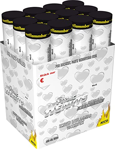 Nico Feuerwerk® [6er Sparpack] Premium-Konfetti-Shooter Set Flying Hearts, weiß, Papier I Party-Popper-Kanonen 30 cm für Geburtstag Verlobung Hochzeit Party Silvester Feier