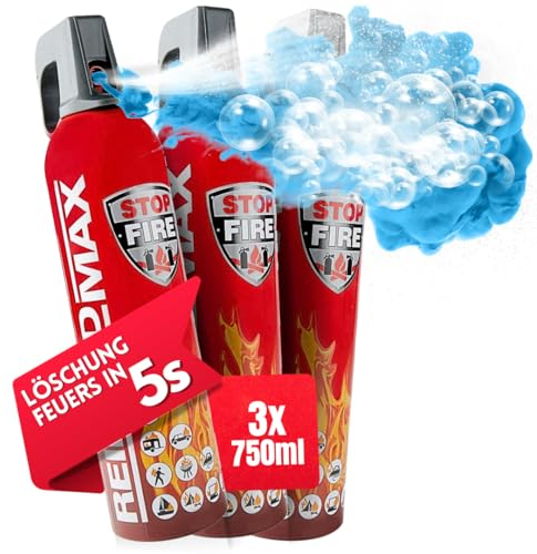 notlok Safety Work - 3X 750g Feuerlöschspray ohne Fluor | Hautfreundlicher Feuerlöscher Schaum für Brände A F & E bis 1000 V | Mini Feuerlöscher Auto - Feuerlöscher Haushalt, Auto Feuerlöscher Klein