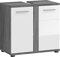 xonox.home Badezimmer Blake Waschbeckenunterschrank Badunterschrank Waschbecken Unterschrank Schrank Waschtisch Unterschrank in Front weiß Hochglanz Korpus rauchsilber Nb ca. 60x57x34 cm