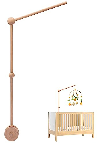 WOODEN TEETHER Supporto mobile per culla per bambini, braccio mobile per culla, supporto per mobili per bambini, supporto decorativo per appendere il letto mobile campana vento