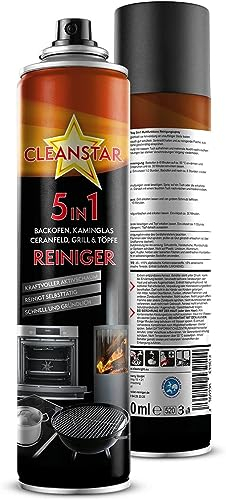 CLEANSTAR - 400ml Kaminscheibenreiniger Spray für Kamin & Ofen Reinigung - 5 in 1 Aktivschaum Kaminglas-Reiniger extra stark gegen Ruß & Schmutz - Kaminofen Glasreiniger, (1)