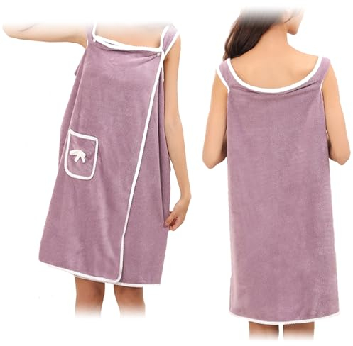 CANRNYACBZ Damen Saunakilt Bademäntel, 140 * 75cm Sauna Handtuch, Violett Handtuchkleid Damen mit Druckknopfverschluss, Saunatuch Frauen für Gym,Dusche,Spa,Strand, Hotel