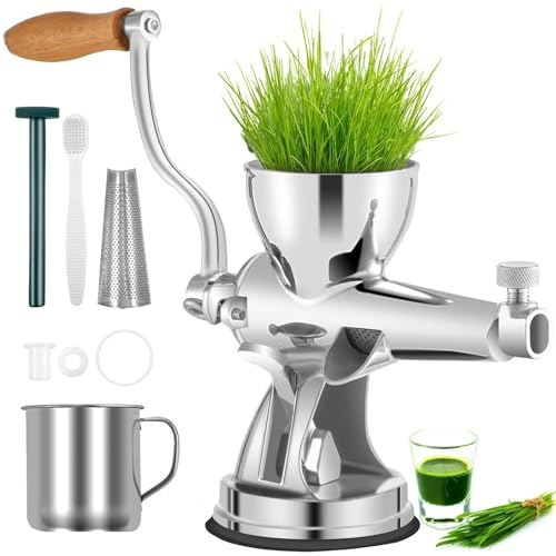 Manuell vetegräsjuicer Handvev i rostfritt stål med sugkoppsbas och bordsklämextraktor for ingefärsselleri Äppeldruvjuice