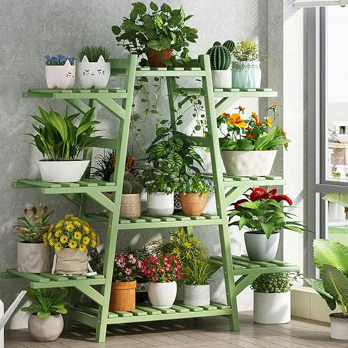 CRPPSYYR Bamboo Plant Stands for Multiple Plants Plant Stand Indoor Outdoor 3 Tier 9 Potted Flower Holder Display Rack for Living Room, Patio, Balcony, Plant Gardening Gift,Green