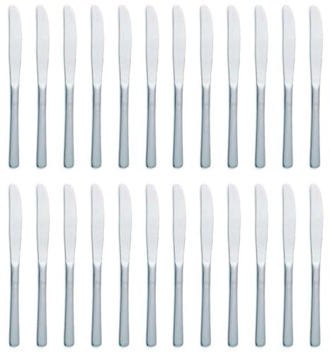 Acan Tradineur - Set di 24 coltelli da dessert in acciaio inox, posate classiche per tagliare torte, torte, 19 cm
