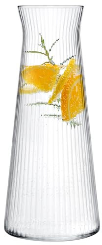 KONZEPT jarra agua cristal 1 L – diseño estriado elegante y estable, vidrio sin BPA, resistente y apta para lavavajillas, ideal para nevera y mesa
