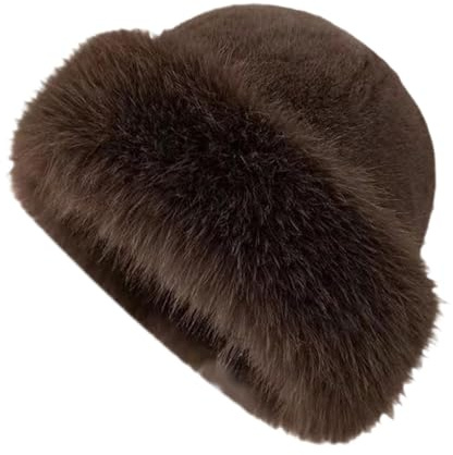 Baoblaze Gorro de invierno de piel sintética para mujer, sombrero grueso de cosaco, sombrero ruso de felpa de piel sintética, sombrero de invierno para mujer, gorro de invierno para snowboard, mujeres