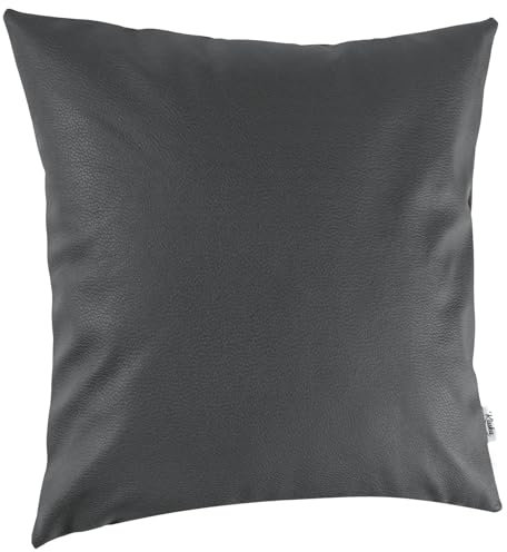 Kissenbezug Kunstleder Dekokissen Sofakissen Leder-Kissenbezüge Kissenhülle Kissen KUMO Grau 40x40cm ohne Füllung
