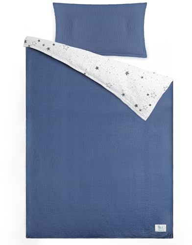 lulumoon Biancheria da letto per bambini in mussola 100 x 135: copripiumino 100 x 135 + federa 40 x 60 cm, in cotone Oeko-TEX, set di biancheria da letto leggero e confortevole per bambini