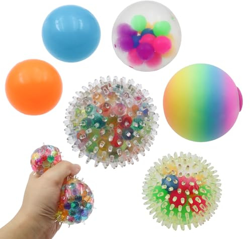 OMJMYY6 pièces Balle Anti-Stress Remplies de Perles d'eau Balles Anti-Stress Colorées Balle Antistress Boules à Presser pour Enfants Adultes Soulager l'anxiété et Gérer La Colère