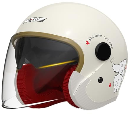 Frcychri Demi-Casque Ouvert, Casque Moto 3/4 avec Visière, Homologué ECE, pour Adultes Homme Et Femme Chopper Scooter Crash Jet Demi-Coque Casque pour Homme Femme D,X-Large