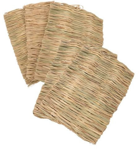 Hohopeti Alfombrillas para Animales Pequeños Tapete de Hierba Tejida Masticable, Cojines Grandes para Conejos y Hámsteres, Esterillas Transpirables para Jaula, Set de 5 Piezas para Verano
