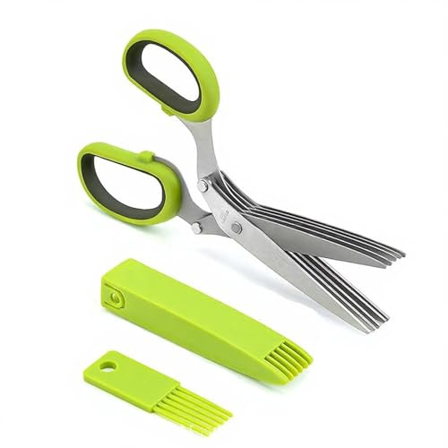 Forbici Tritatutto Compatte Per Verdure A 5 Lame Cesoie Da Cucina In Acciaio Con Protezione Per Casa E Ufficio E Copertura Lavabile In Lavastoviglie Cesoie Da Cucina