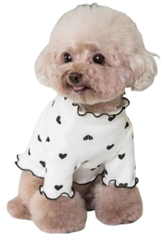 WUYJI Dog Shirts, 1 capo di abbigliamento per cani di piccola taglia in poliestere con motivo a cuori adatto per primavera, autunno ed estate Abbigliamento alla moda per cani e gatti di piccola taglia