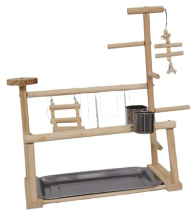 AMSLSIU Elegante Parque de Juegos para pájaros, Soporte de para Madera para Percha, Soporte Juego para Loros Que Garantiza un Tiempo Juego Divertido y Entrenamiento para Varias Razas Aves, Gimnasio
