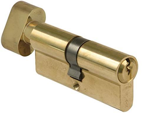 Amig - Cilindro de seguridad con muletilla - Cerradura para puertas - Bombín de Alta Seguridad - Antiganzúa y Antitaladro - Incluye 3 llaves - Dorado Mate - Medidas: 80 (40-40 mm)