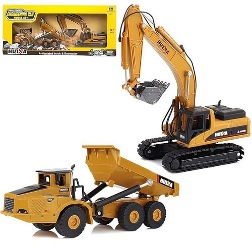 Gemini&Genius 2Pcs Construction Vehicle Toys Dump Truck and Excavator Set