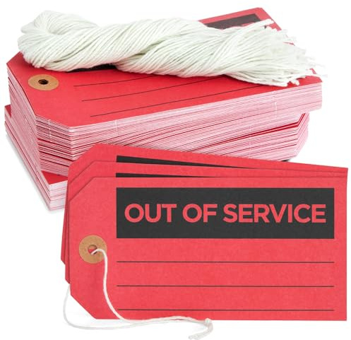 Stockroom Plus Red Tags with String - 5.75 x 3 in, 100 Pack - Red Equipment Repair & Inspection & Safety & Not in Use Tags
