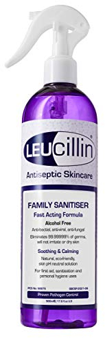 Leucillin Family Sanitiser Hypochlorous Acid Spray – Antibacterial Spray Antiseptic Hand Sanitiser Disinfectant for Piercing Cleaning Solution Hand Sanitizer Your Home Pets (500ml)