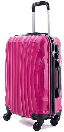 R.Leone 50x35x20 ruota smontabile 45x36x20 cm EasyJet Valigia Trolley Bagaglio a mano in ABS 4 Ruote Rimovibili 20374 (50x35x20 ruota smontato 45x36x20 cm, Fucsia)