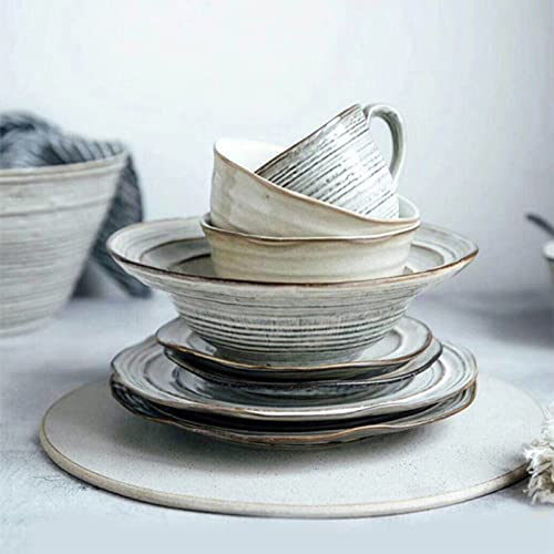 Brigtviee Servizio da Tavola in Porcellana, Set da caffè, 5 Pezzi, Servizi di Piatti con Piatto Piano, Ciotola, Tazzina da caffè con Piattino, Servizi Combinati per 1 Persone, Adatto al Microonde