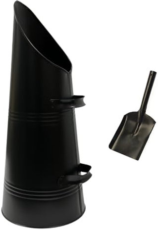 Heavy Duty Anthracite Coal Hod, Bucket Coal Scuttle Black High Quality for Fireplace Fire Side with Free Ash Shovel