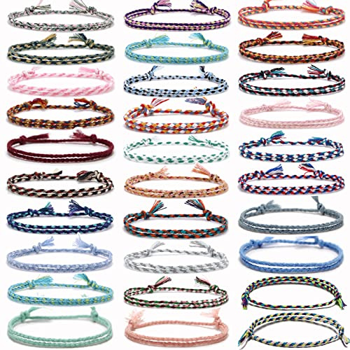 JEWPARK 30 PCS VSCO Bracelets Braided Friendship Bracelets for Women and Men Boho Woven Rope String Bracelets Friendship Bracelet Pack