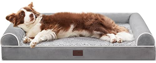 WESTERN HOME Hundebett Grosse Hunde Hundekörbchen Mittelgroße Hunde, Orthopädisches Hundebett Abwaschbar Mit Rand Grau 71x58x16 cm