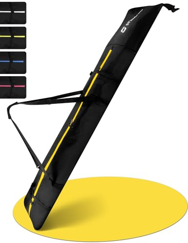 STYNGARD KITZBÜHEL - Borsa da sci 2 paia di sci con rolltop [XXL – per 2 x 140 cm fino a 200 cm (Nero-giallo)