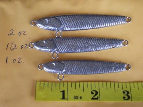 15 PCS HERRING CASTING/MINNOW FISHING JIG 1,1-1/2,2 OZ. 5 EA 3 S. STEEL EYELETS for Toothy Critters, Rigging Baits and Lures for Saltwater & Freshwater.…