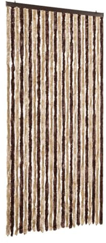 vidaXL Rideau Anti-Mouches, Store Anti-Insectes avec Crochet, Rideau de Porte Longueur et Largeur Réglables, Beige et Marron Clair 100x230 cm Chenille