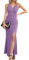 Laughido Robe de Cocktail, Longue, Porte Feuille, Moulante, élégante, pour Femmes, fête, été Festive, soirée de Mariage, Violet/Transparent, M