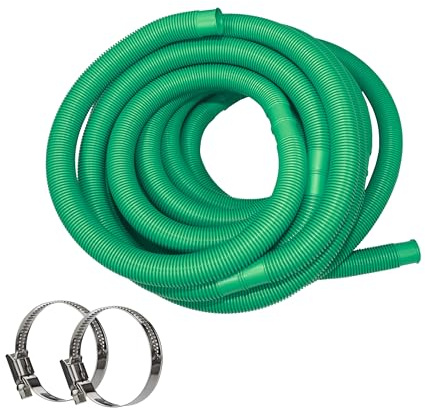 HAF® Högkvalitativ poolslang 32 mm grön 12 meter för trädgård och pool | solslang inkl. 2 x slangklämmor i rostfritt stål | poolslang | pumpslang – kvalitet: Tillverkad i Tyskland