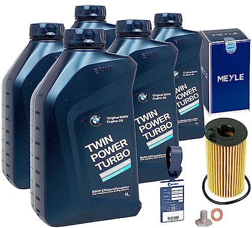 Inspektionspaket Ölwechsel Set Meyle Ölfilter + 5l Motoröl 5W-30 passend für 3er E90-93 F30 1er F20 F21 passend
