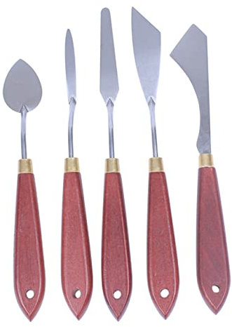 SEWOART Spatole Da Pittura Olio Con Manico in Legno Coltelli Per Miscelazione Colori in Acciaio Resistente Strumenti Resistenti Per Pittori Professionisti e Hobbisti Per Olio Argilla