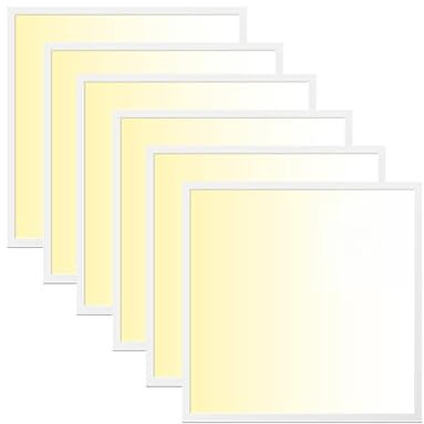 WSU Lights 6x LED Panel, Deckenleuchte, 62x62cm, 4400lm, Warmweiß 3000K blendfrei UGR<19, 40W, inkl. Trafo, Rasterleuchten, Einlegeleuchte, Büroleuchten (3000K, 6)