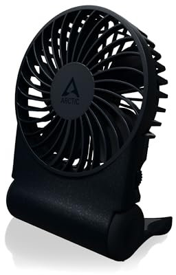 ARCTIC Summair 2Go (Dark Blue) -Ventilatore Portatile Ricaricabile con Supporto, Velocità Regolabile in Modo Continuo, Autonomia da 4 a 77 Ore, Connessione USB-C (incl. Cavo USB-A) - Blu